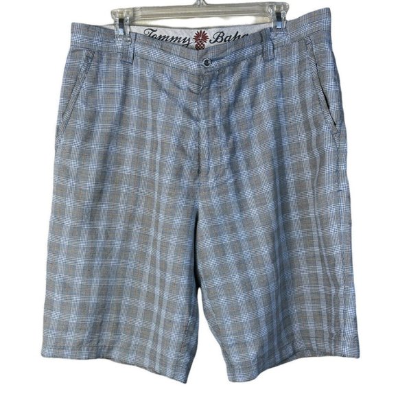 Tommy Bahama Other - Tommy Bahama Paradise Nation Men's Shorts Size 35 Gray Plaid Linen Silk Blend